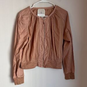 Anthropologie HEI HEI Hilltop Lightweight Size M Rose Cotton Bomber Jacket Women